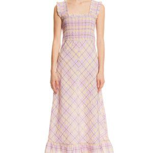 GANNI Long Seersucker Dress (10 US)